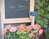 Garden Sign Photograph-Antwerp Belgium-Flowers and Flemish sign-Vintage Style Travel Photography-8x10