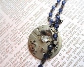 Steampunk Necklace- Gear Necklace with Crystal Heart and Purple Beads - Steampunk Jewelry - Victorian Jewelry - Wedding Jewelry