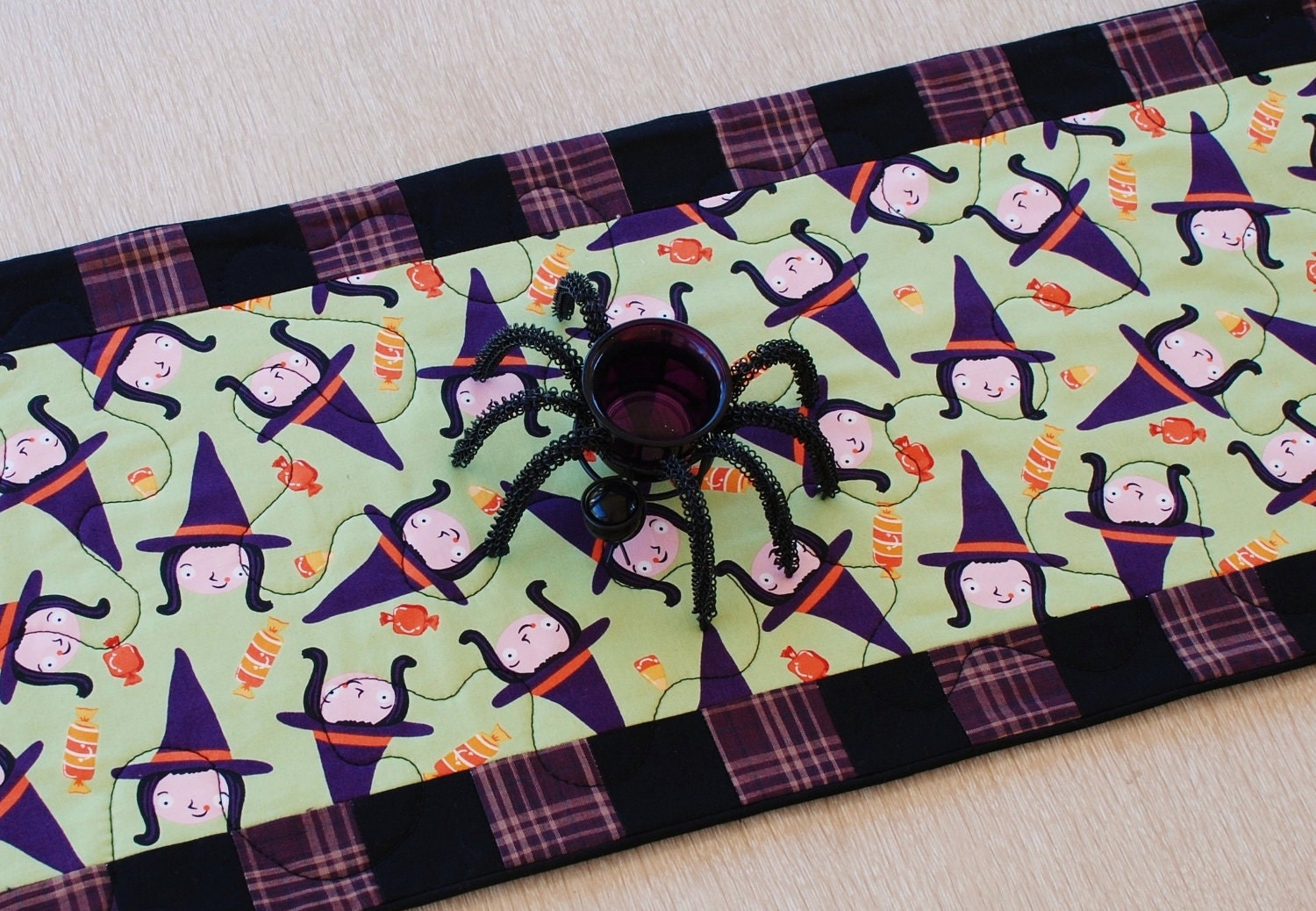 Halloween Witch Quilted Table Runner in Matilda by Cosmo Cricket