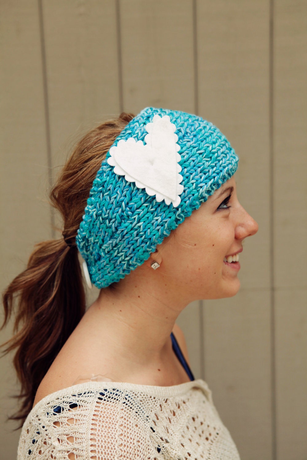 Aqua Knitted Headband - READY TO SHIP for Easter