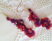 Quinacridone Rose, Freeform Peyote Stitch Earrings