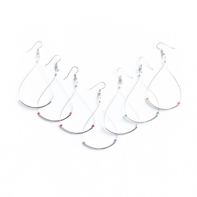 Colorful Silver Featherlight Infinity Hoops / everyday earrings with a touch of color in red, orange, pink, purple, blue, green, or white