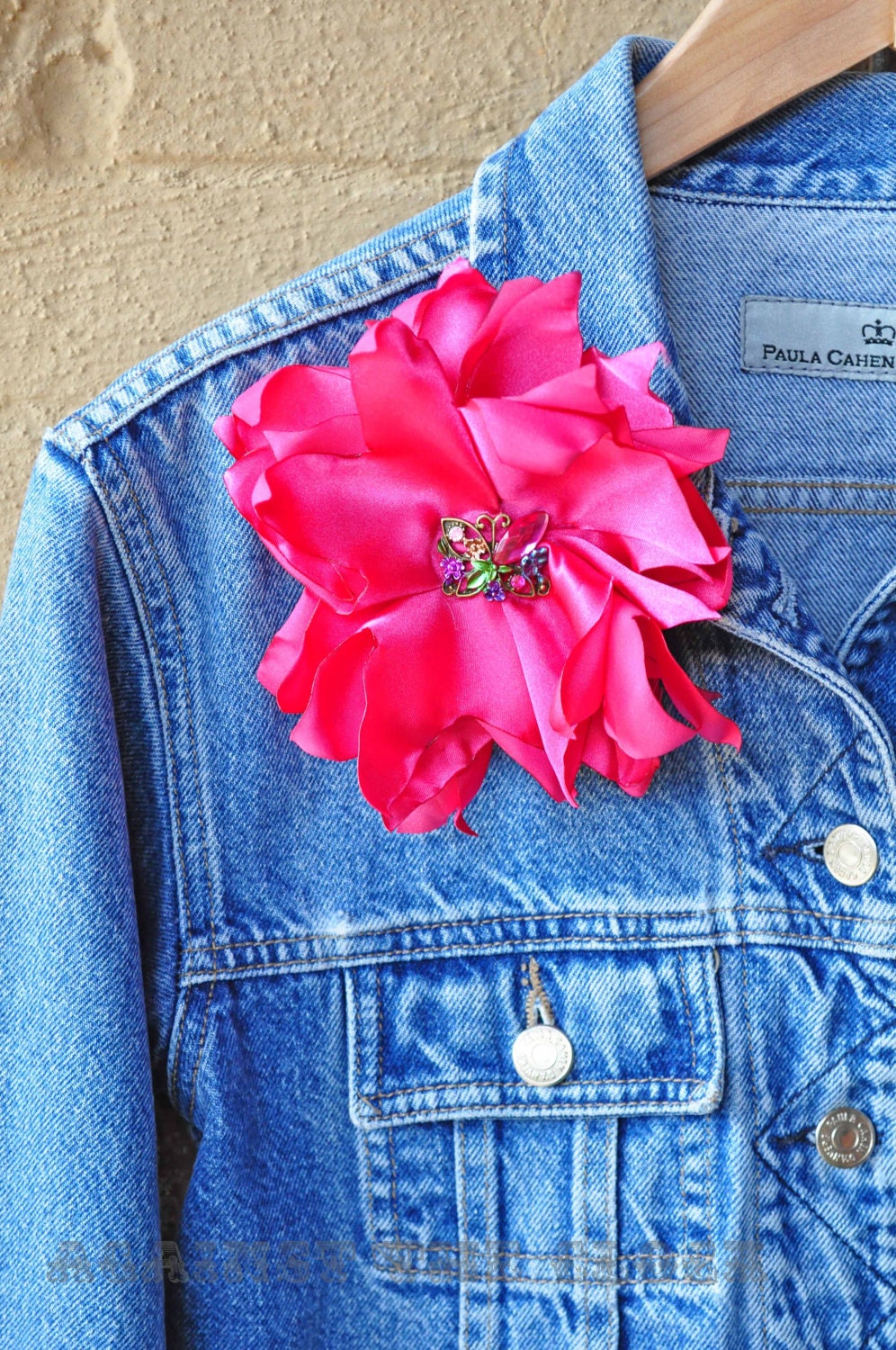 Hair fascinator, brooch, accessory, fabric lily, fabric lotus, fuchsia flower, magenta hair clip , hot pink brooch