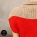 knitted shrug waistcoat red orange / camel colorblocking the knit kid