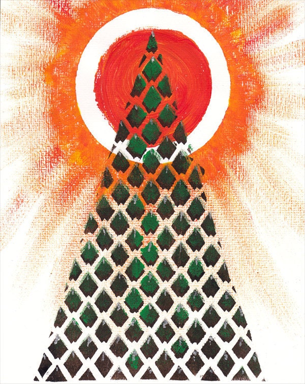 Forest Mountain Sunset - Original Acrylic Painting