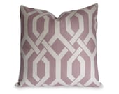 Trellis Decorative Pillow Cover in Amethyst Purple and Oatmeal - Accent Pillow - Sofa Pillow