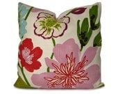 Decorative Pillow Cover - Floral Pillow - Gorgeous Petal in Purple, Red, Green, Olive, Brown, Aqua & Pink - Throw Pillow