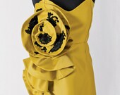 NORMA - Handmade Chartreuse Satin Sweetheart Neckline Cocktail Dress