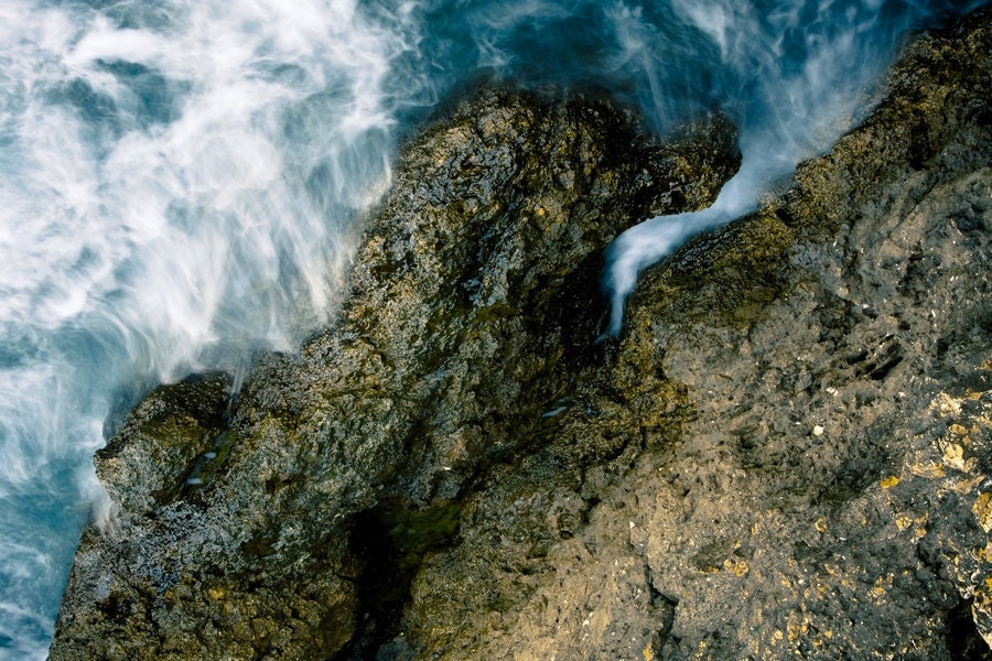 Abstract Photography, Fine Art Photography, Wall decor, Shark, Water and Rocks Photo Blue Turquoise Ocean Blue Natural 8x10 or 8x12