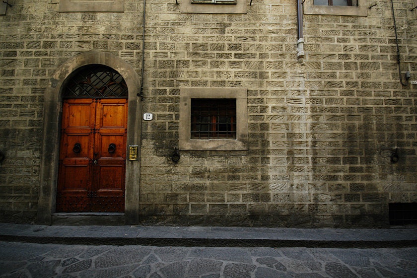 Florence Italy Print, Textured Walls, Wooden Door, Fine Art Photography 8 x 10