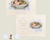 Birth Announcement Card Template, Baby Boy 1,7x5 in - .psd file