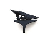 Black Bison Skull Ring, buffalo skull ring, animal ring, modern animal jewelry, whimsical jewelry, goth jewelry, trophy skull