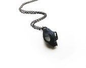 Black Cat Skull Necklace, cat skull pendant, black goth pendant, modern jewelry, animal head jewellery, animal pendant, black skull