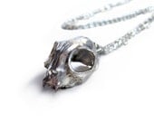 Silver Cat Skull Necklace, skull necklace, cool fashion accessory, animal skull, kitten skull pendant, statement piece, edgy fashion jewelr