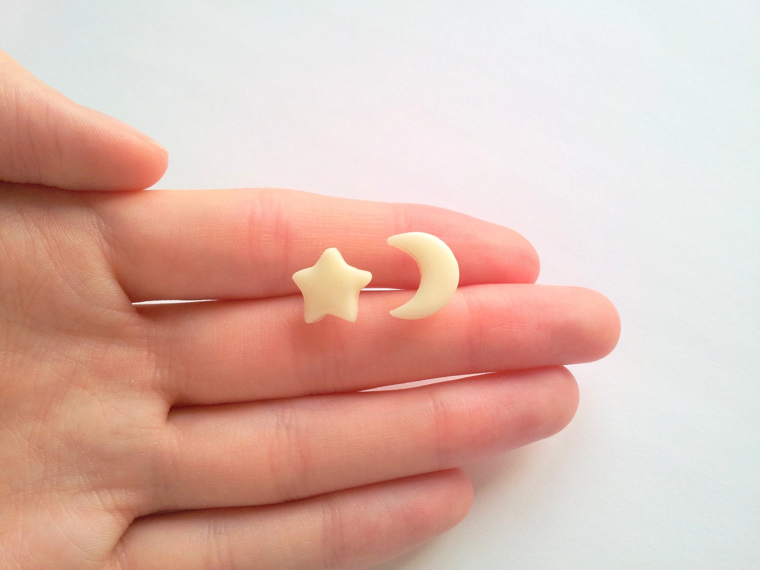 Glow in the dark moon and star post earrings