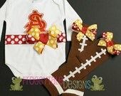 SPORTS Team Bodysuit Onesie or Toddler Shirt and Football Leg Warmers Team Outfit You CHOOSE TEAM for Little Baby Girls