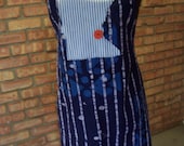 Minnesota Apron-Blue Tie Dye with icicles & white lace