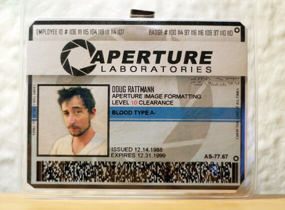 Aperture Science ID Badge