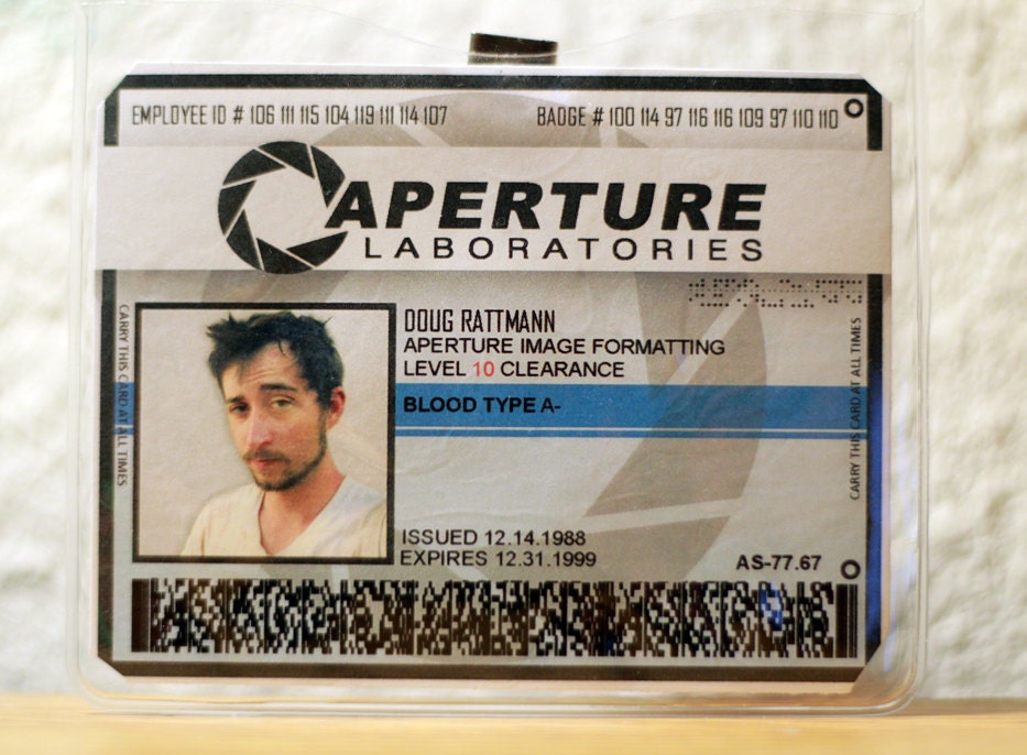 Aperture Science ID Badge
