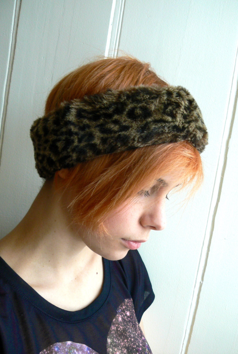 Vintage leopard headband - brown