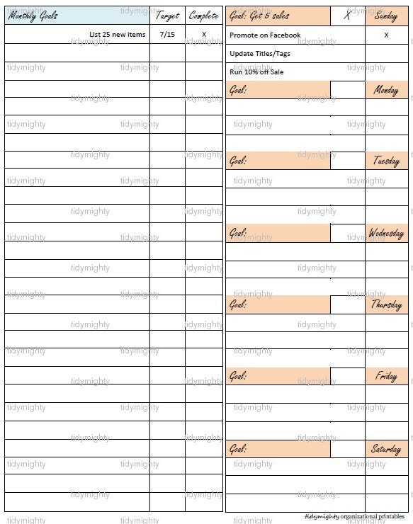 Monthly / Weekly Goal Planner / Checklist - Printable PDF (INSTANT DOWNLOAD)