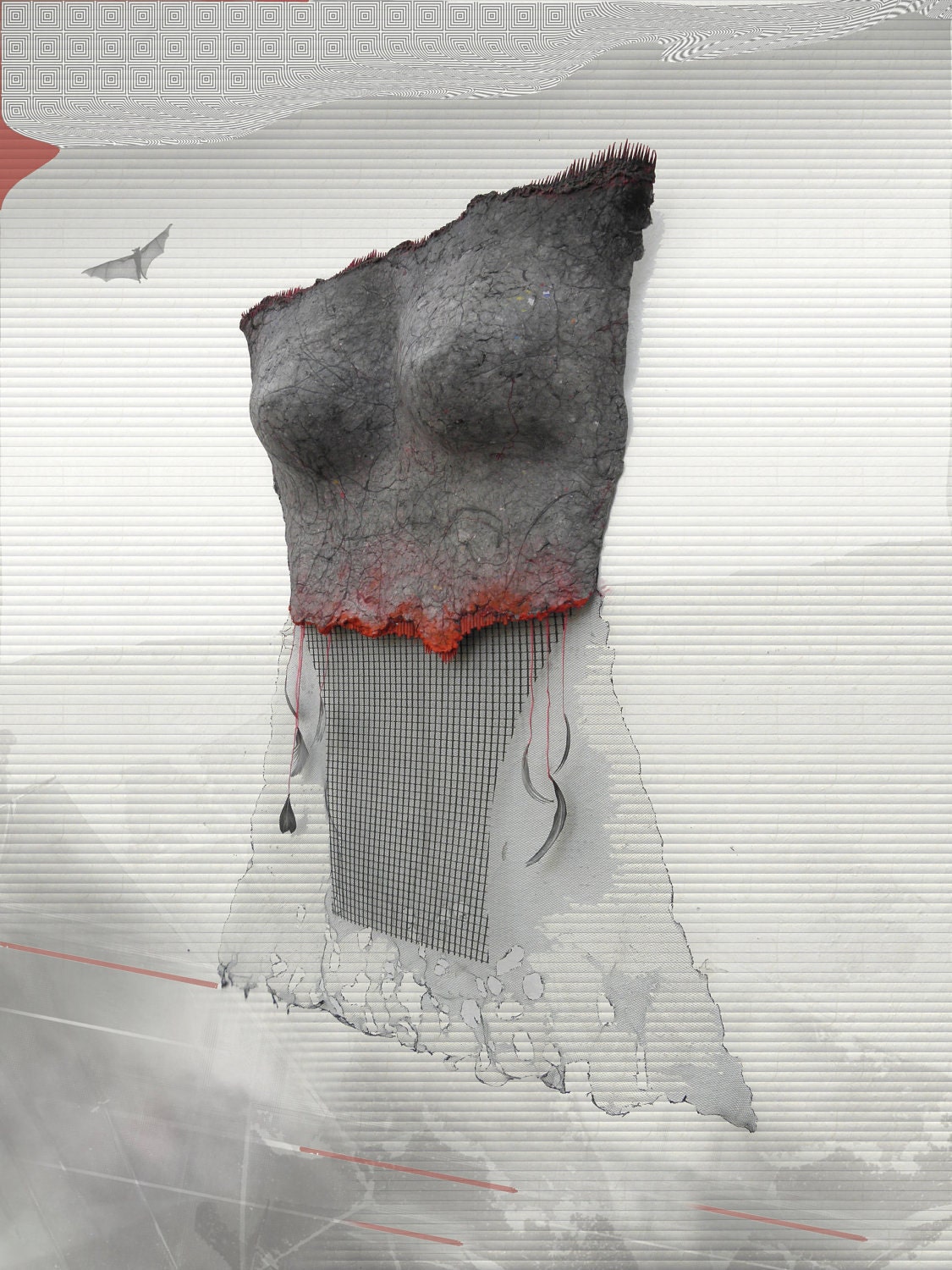 original modern art wall relief contemporary torso