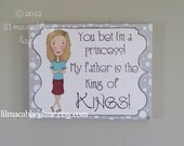 Christian Quote Painting Princess of the King Girl Canvas decor