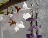 Amethyst and Tibetan Silver Dangle Earrings Free Worldwide Shipping