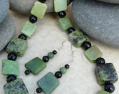 Jade Gemstone Necklace and Earrings Set