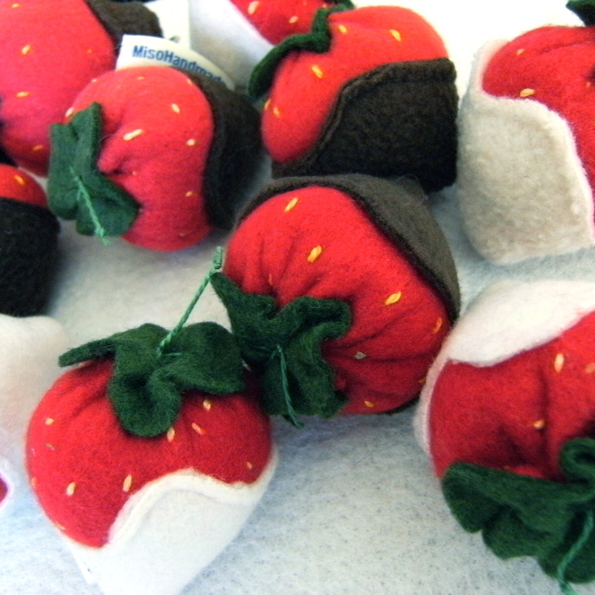 Catnip Toys Handmade Plush Chocolate DIpped Strawberries