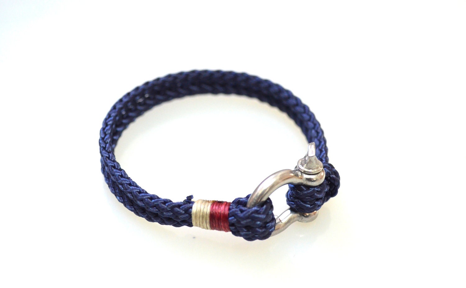 Nautical Sailing Bracelet  Stainless steel  Shackle -Rope Bracelet- Paracord Bracelet- Navy3