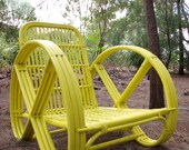 Made to Order - Upcycled Vintage Cane Pretzel Chair Neon Yellow