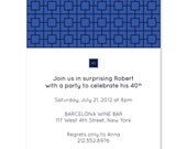 Blue Square Party Invitation - Printable Invitation - Adult Birthday Party Invite - Custom Invite - 5x7 OR 4x6 DIY Printable