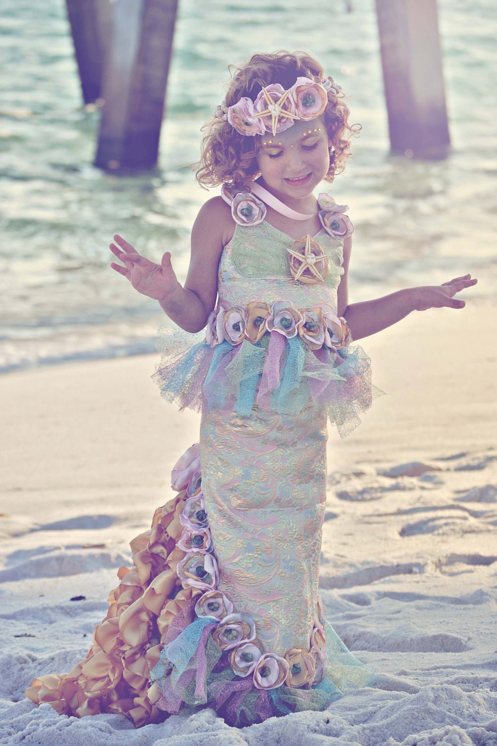 OCEAN'S SECRET MERMAID Costume-Dress Up, Portraits, Birthday, Pageant, Halloween-Little Girls (sizes 2-8)