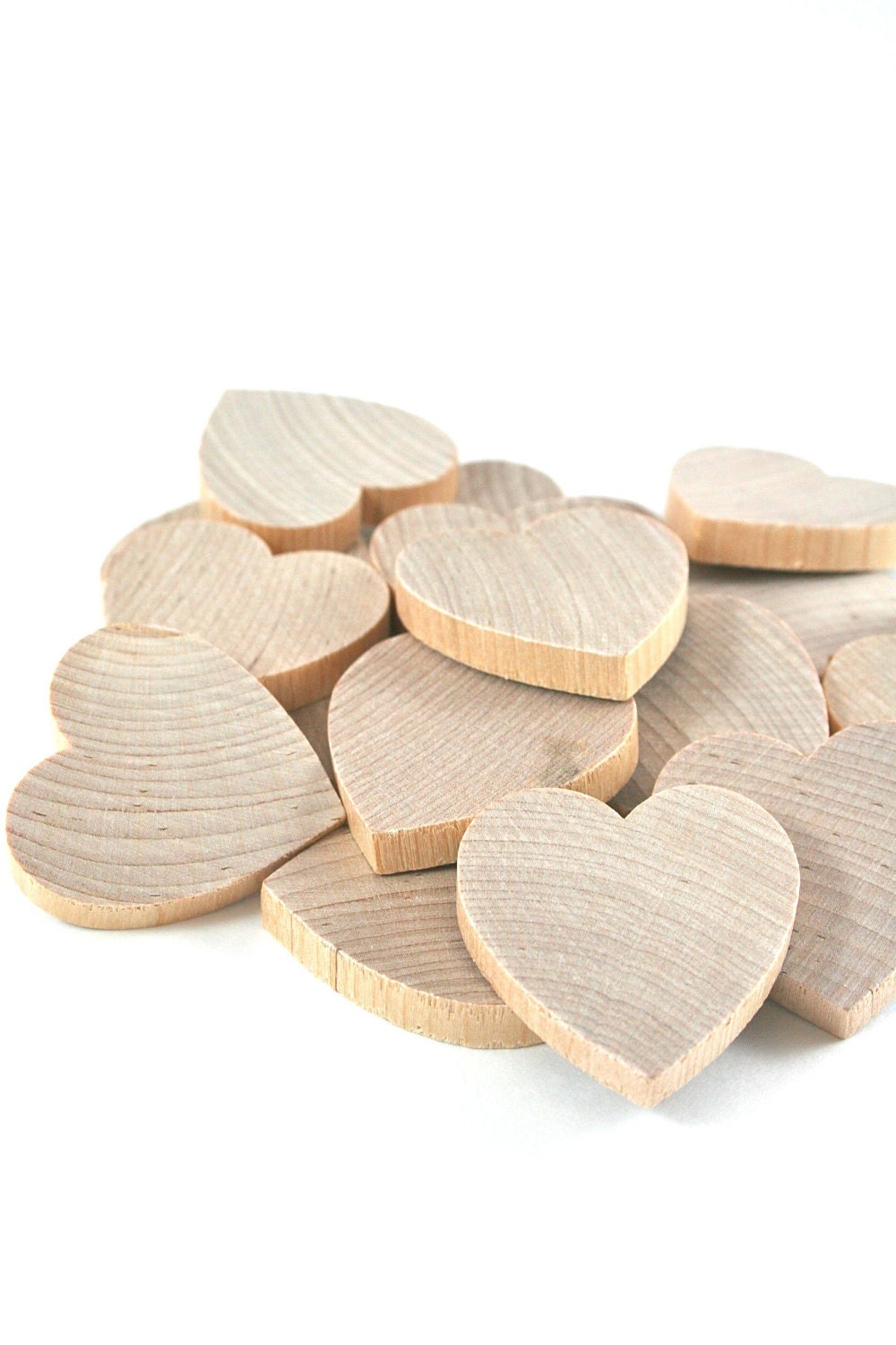 12 Unfinished Wood Hearts - 1 1/2 inch Wooden Hearts
