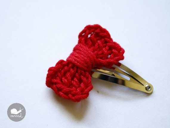 Crochet Mini Bow Hairclip