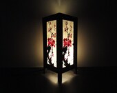 Asian Oriental Japanese Sakura Tree Branch Cherry Blossom Art Bedside Table Lamp or Bedside Wood Paper Light Shades Furniture Home Decor