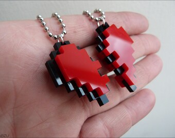 Pixel Heart Friendship Necklaces