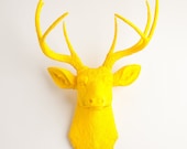 White Faux Taxidermy - Fake Deer Head - The Pablo - Yellow Resin Deer Head- Stag Resin Yellow Faux Taxidermy- Chic & Trendy