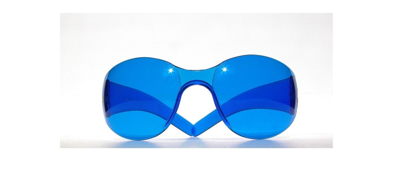 Blue Sunglasses Oversized 90s Vintage Fly Shades Burning Man Goggles EtsyBRC