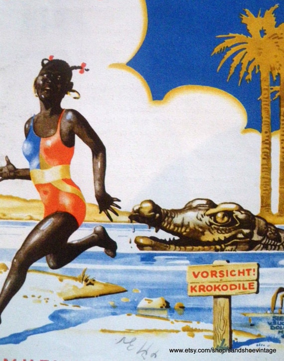 1931 ZOO CROCODILE Weimar GERMANY print