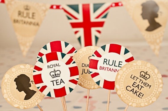 INSTANT DOWNLOAD Printable British Cupcake Toppers DIY Jubilee decorations Il_570xn
