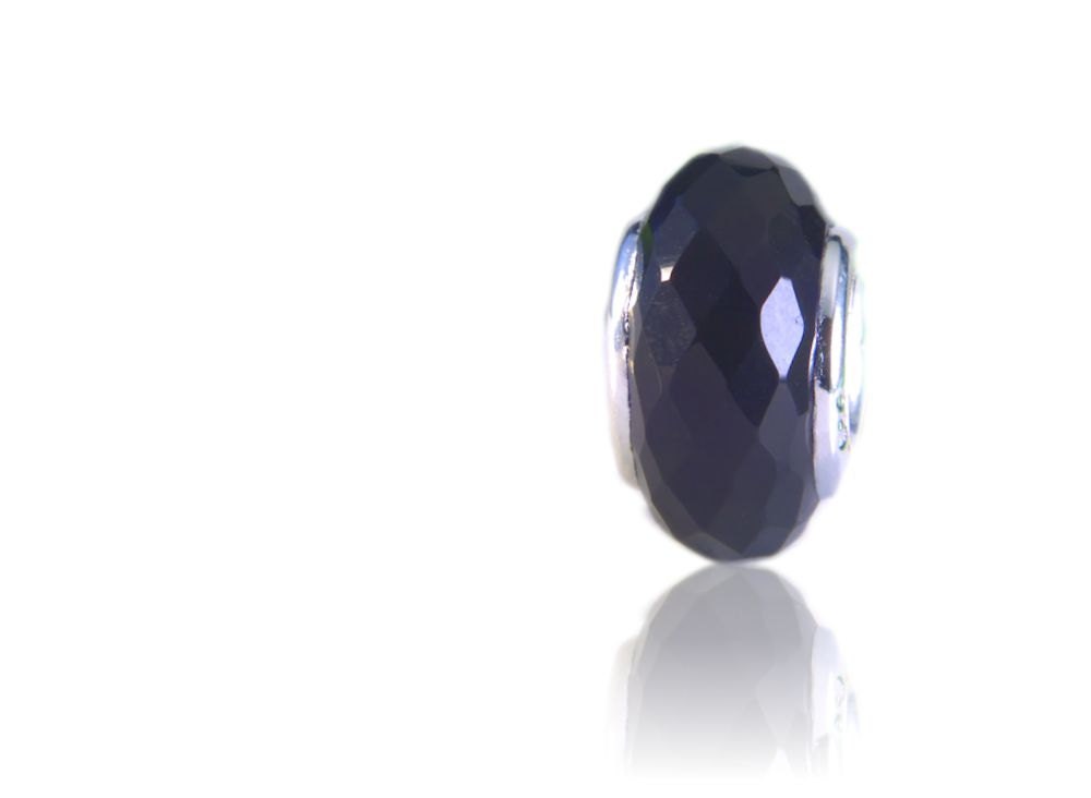 September Birthstone Charm Bead Sapphire Beveled Glass For European Bead Bracelets Mothers Day Gift