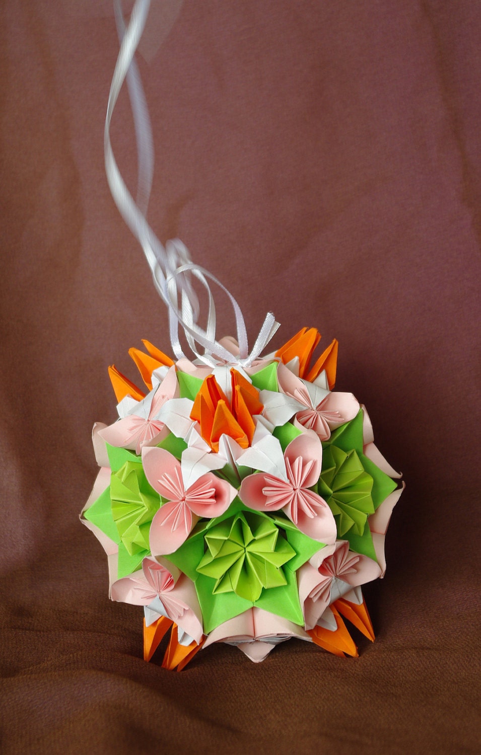 Origami paper ball. Fancy floral kusudama.