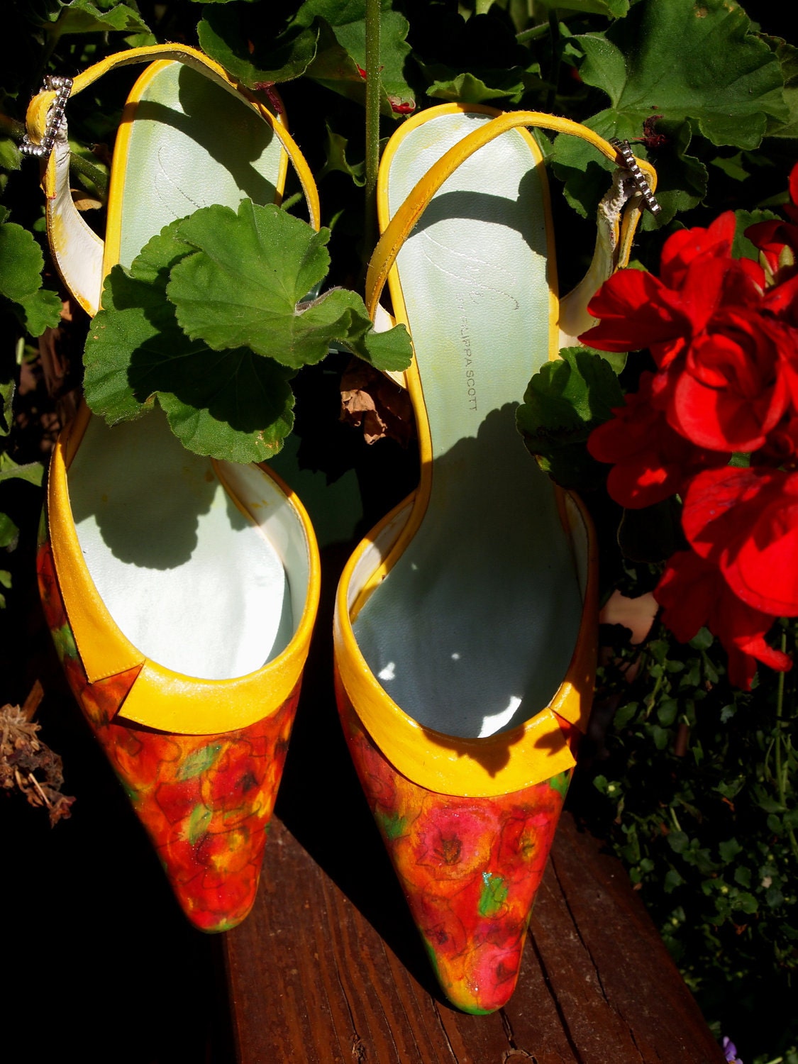 Vivid Color Hand Painted Silk Bridal Shoes 7M