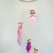 Waldorf inspired needle felted mobile: The Pink and Purple Colors Wool Fairies