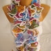 Hand knitted colorful ruffled scarf