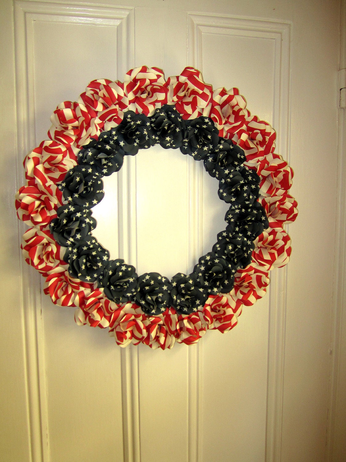 21" Americana Stars and Stripes Paper Rose Wreath