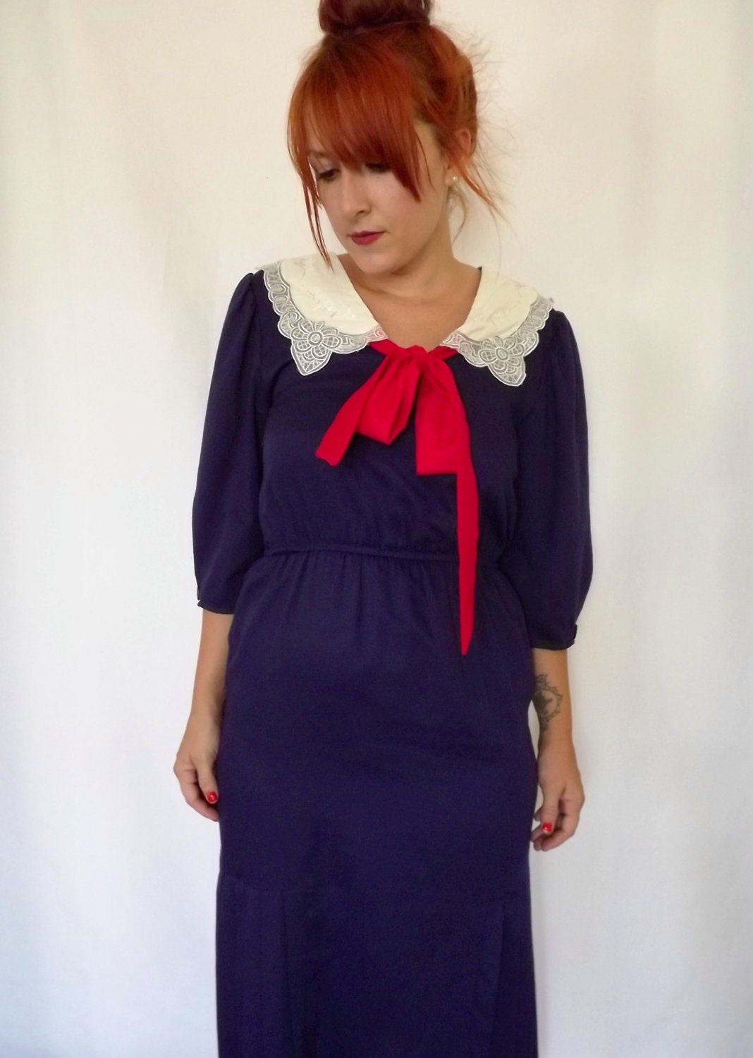 Vintage Navy Red and White Sailor Style Dress