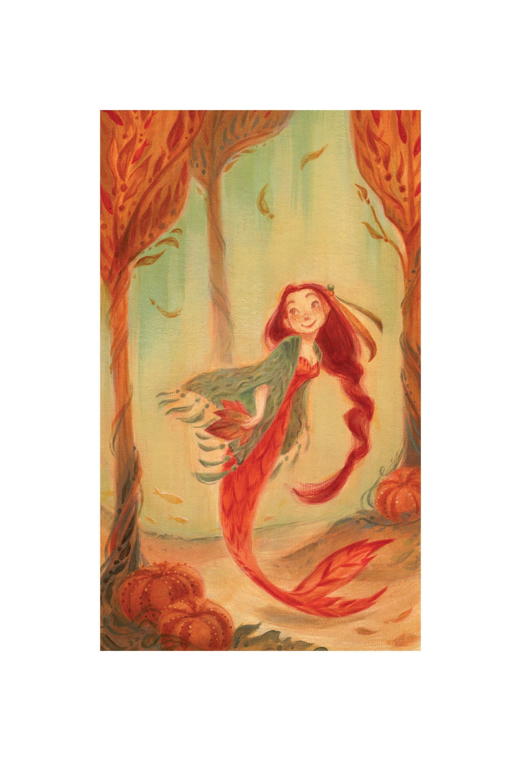 Autumn Mermaid MEDIUM 13x19 Art Print